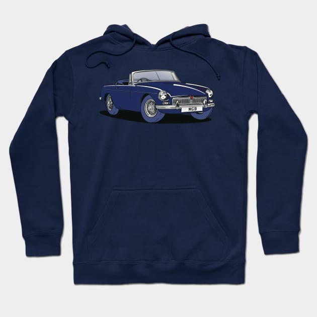 MGB Vintage Classic British Car in Blue Hoodie by Webazoot